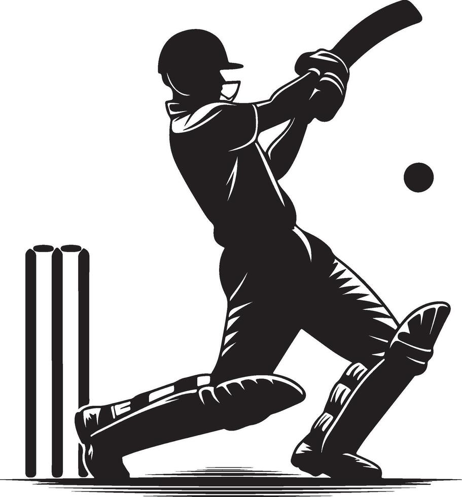 cricket player logo design icon symbol template illustration vector
